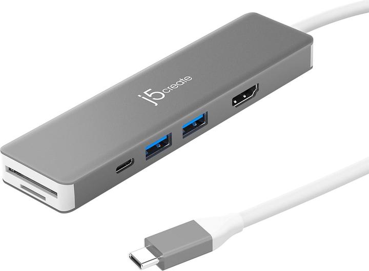 Produktbild j5Create JCD390-N, Kabelgebunden, USB 3.2 Gen 2 (3.1 Gen 2) Type-C, 100 W, Silber, Weiss, MicroSD (Tr (USB-C)