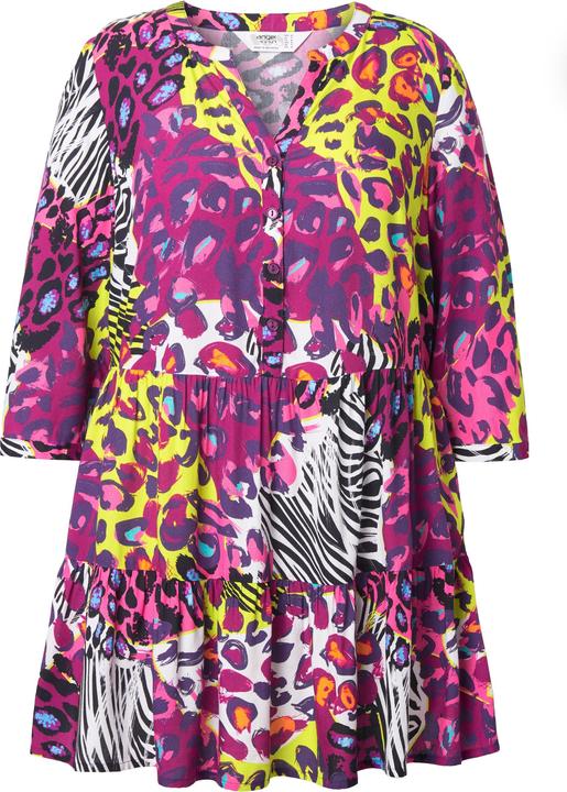 Actual product image Angel of Style Colorful Leopard Pattern Tunic with 3/4 Sleeves and Tunic Neckline (56)