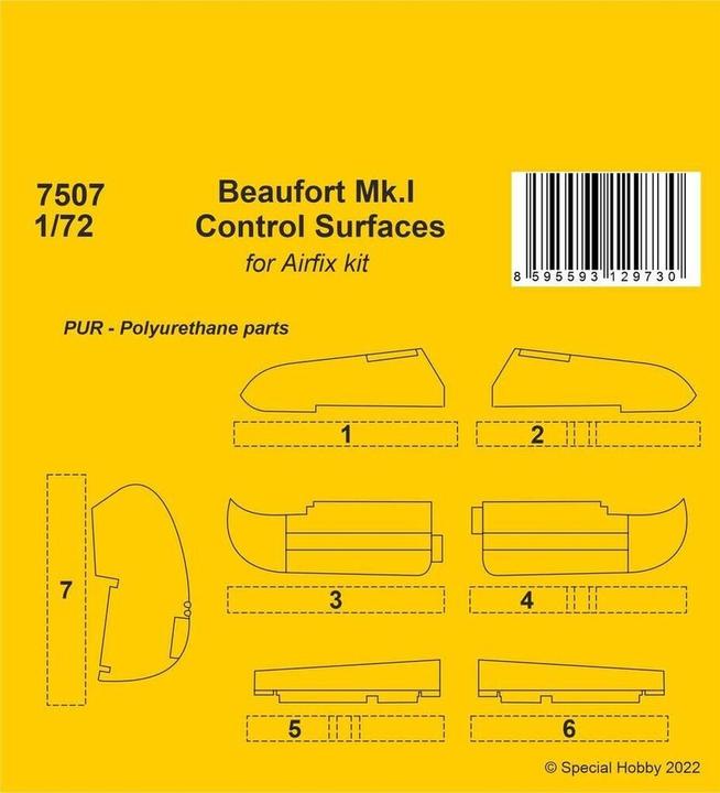 Image du produit CMK Surfaces de contrôle Beaufort Mk.I 1/72 / pour kit Airfix