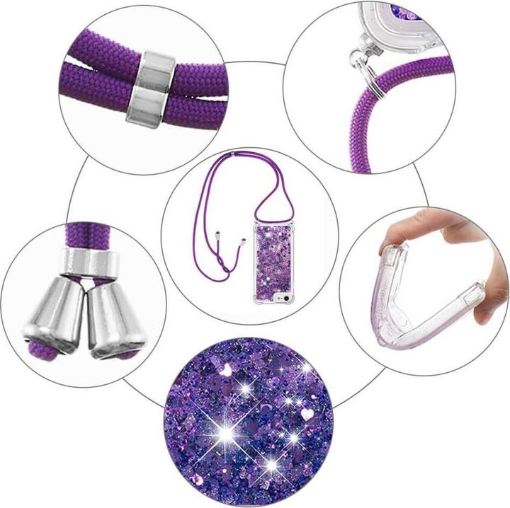 Produktbild Cover-Discount iPhone SE / 8 / 7 - Glitzer Hülle mit Umhängeband violett (Apple iPhone 7)