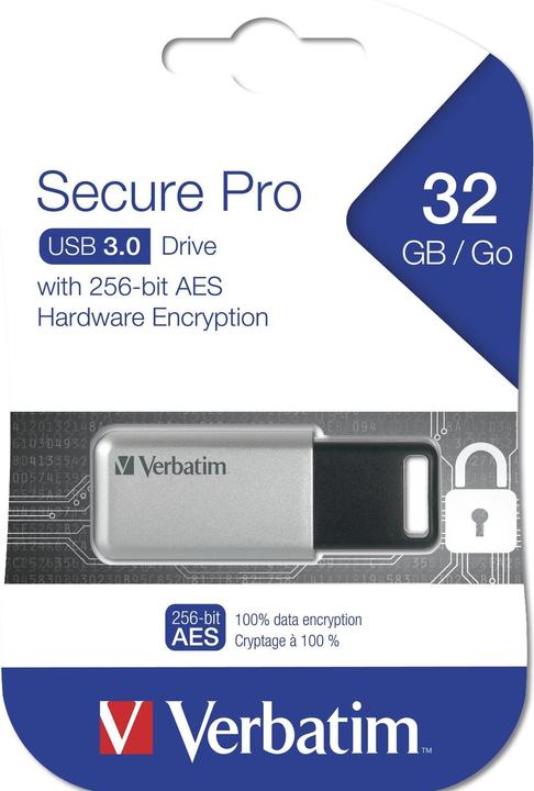 Produktbild Verbatim Usb 3.0 Drive 32gb Secure Data Pro (pc Mac) (32 GB, USB-A)