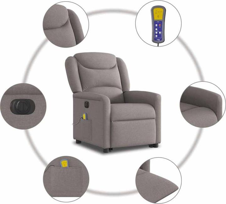 Actual product image vidaXL Electric massage chair with stand-up aid Taupe fabric