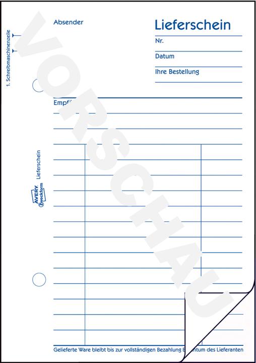 Produktbild Avery Lieferschein (50 x)