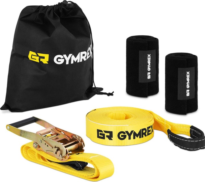 Produktbild Gymrex Slackline 15 m Breite 5 cm Ratsche Anfänger Belastung 3 t Baumschutz Trickline (1.28 m)
