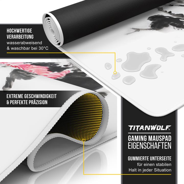 Immagine prodotto Titanwolf Tappetino per mouse da gioco, tappetino per mouse da gioco 900 x 400 mm XXL Speed, mousepad con (XXL)