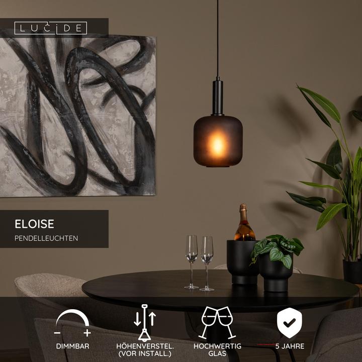 Produktbild Lucide hanglamp 1xe27 bruin/zwart glas (E27)