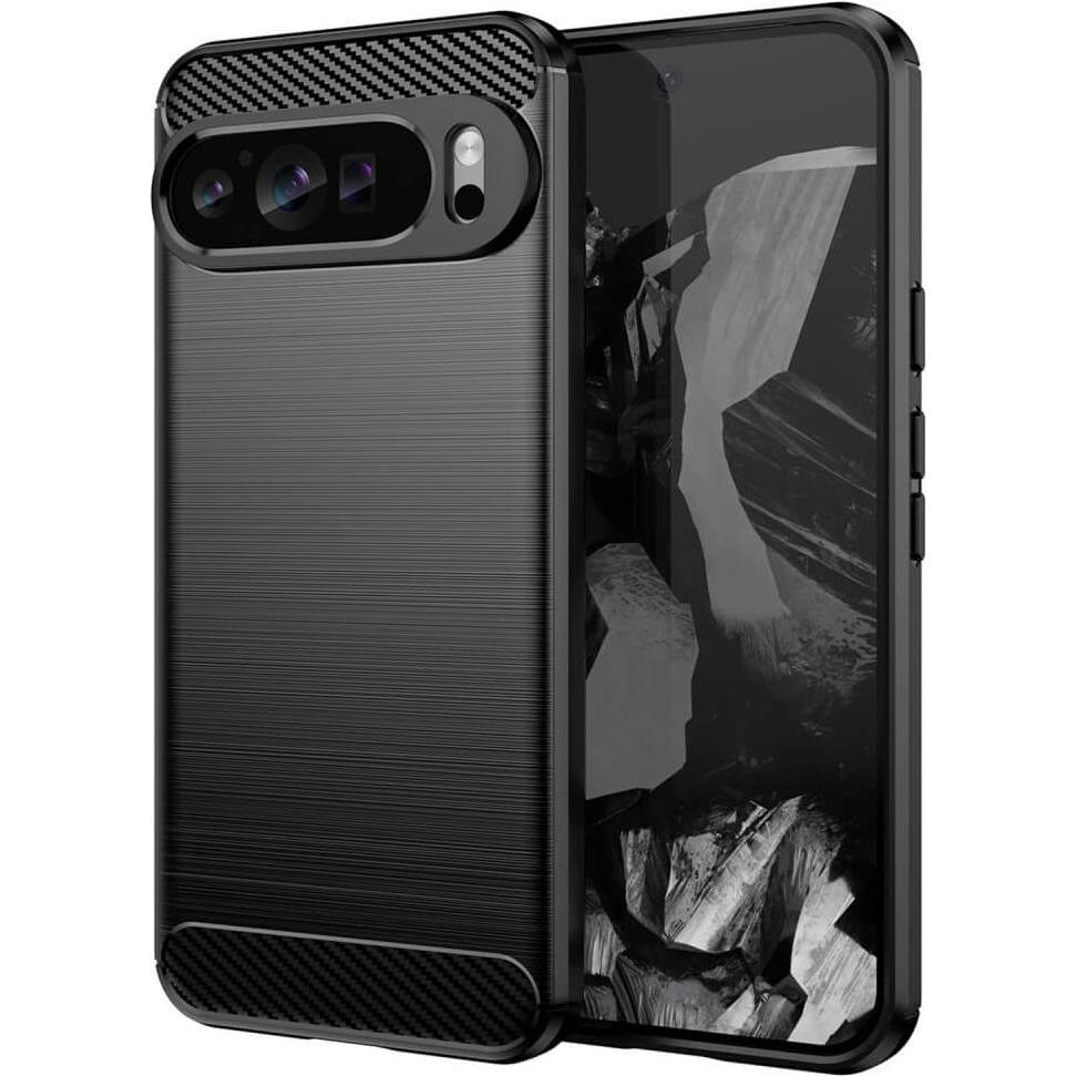 Cover-Discount Google Pixel 9 Pro XL - Metall Carbon Look Hülle (Google Pixel 9 Pro XL), Smartphone Hülle, Schwarz