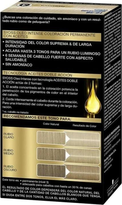 Produktbild Syoss OLIO INTENSE tinte sin amoniaco #10.50-rubio claro ceniza 5 (10-50)