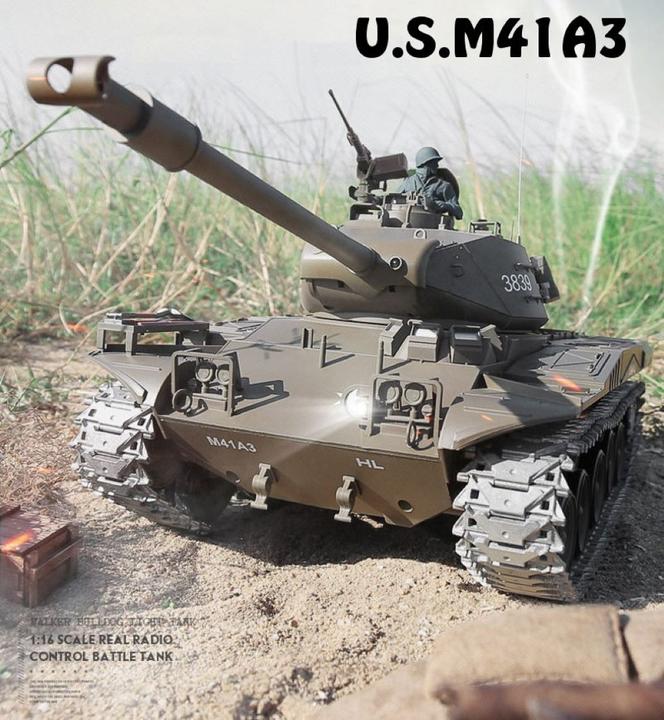 Immagine prodotto Es-toys Carro armato RC M41 A3 "WALKER BULLDOG" Heng Long 1:16 con R&S, cambio in metallo e cingoli in (RTR pronto all'uso)