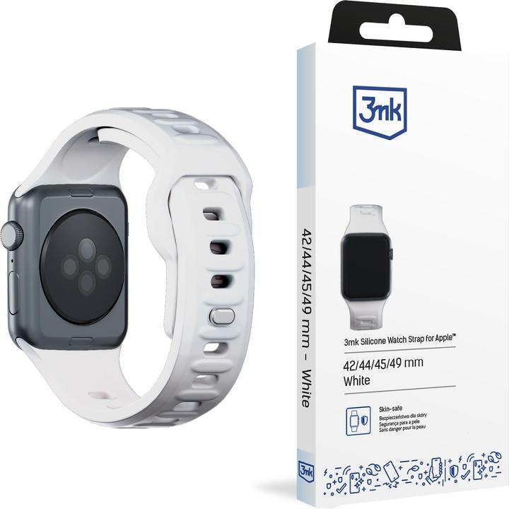 Produktbild 3MK Silicone Watch Strap biały/white dla Apple Watch 42/44/45/49mm (Silikon, Edelstahl)