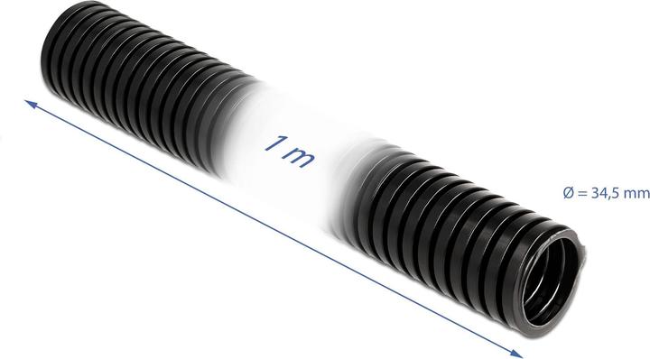 Produktbild Delock Kabelschutzschlauch 1 m x 34,5 mm schwarz (Kabelschlauch, 100 cm)