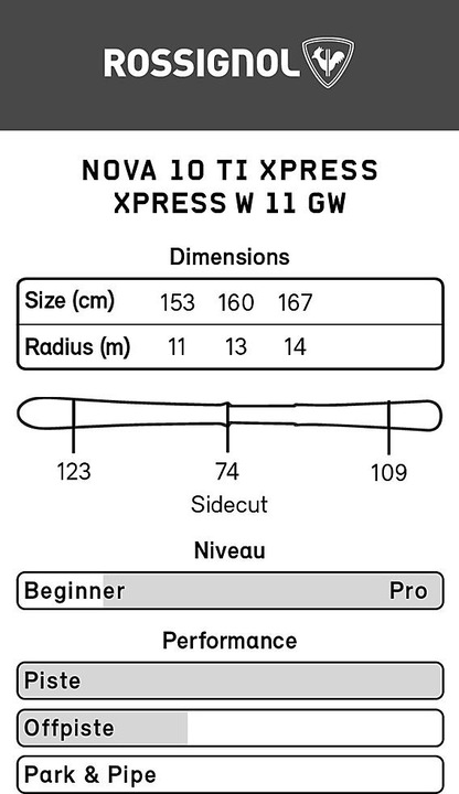 Actual product image Rossignol Nova 10 TI XP11 (15300 cm, With binding)