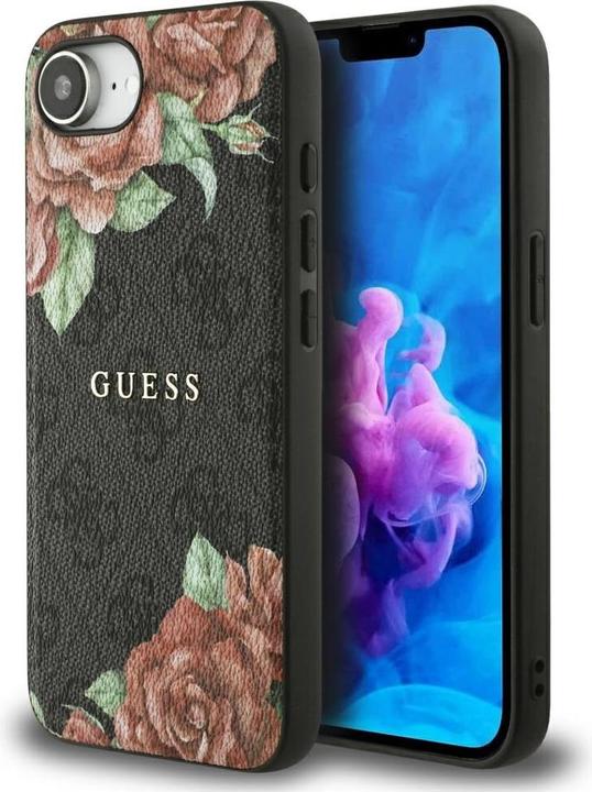 Immagine prodotto Guess Case 4G Flowers Print MagSafe for iPhone 16e black (Apple iPhone 16e)