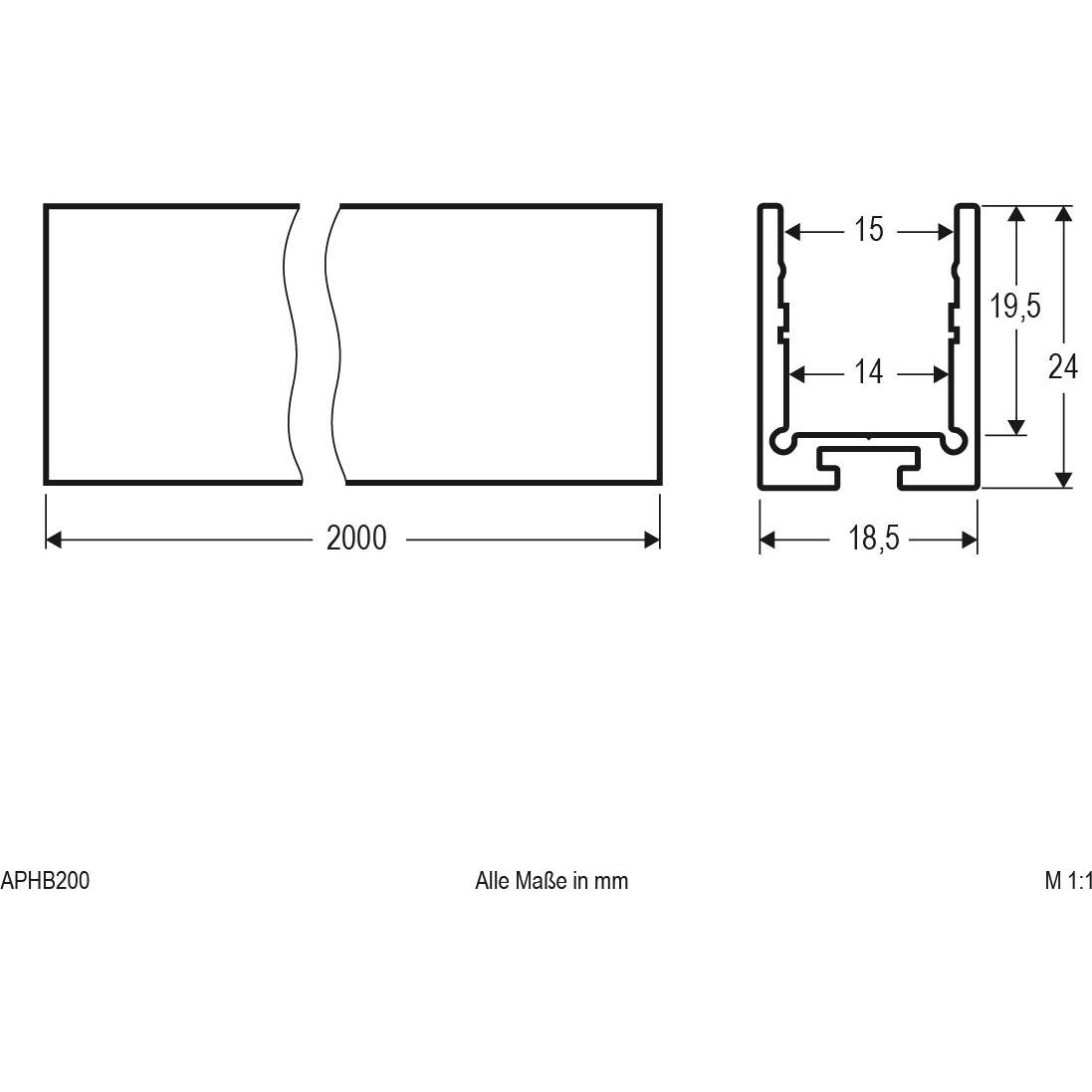Thumbnail - EVN, Zubehör Beleuchtung, APHB200 schwarz Alu UProfil hoch 200cm