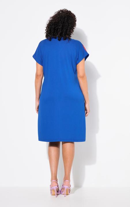 Image du produit Ulla Popken Robe en jersey, voile en mousseline, décolleté en V et manches courtes (54)