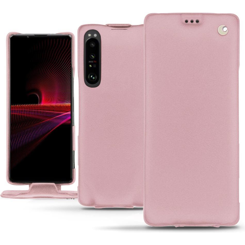 Noreve Lederschutzhülle vertikal (Sony Xperia 1 III), Smartphone Hülle, Rosa