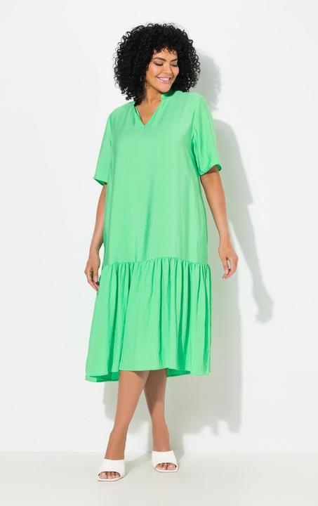 Produktbild Ulla Popken Midikleid, Volantsaum, A-Linie, V-Ausschnitt, Halbarm (60)