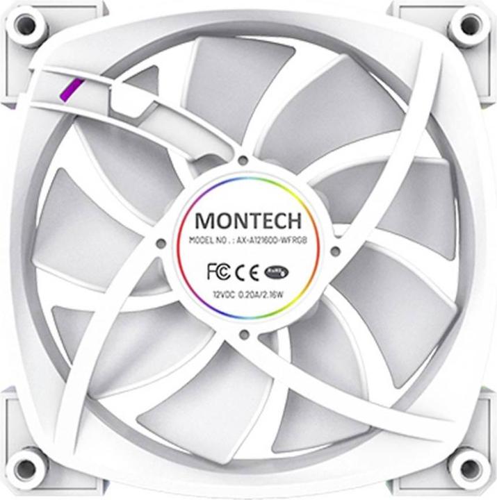 Produktbild Montech AX120 PWM ARGB Lüfter - 120mm, weiss (120 mm, 1 x)