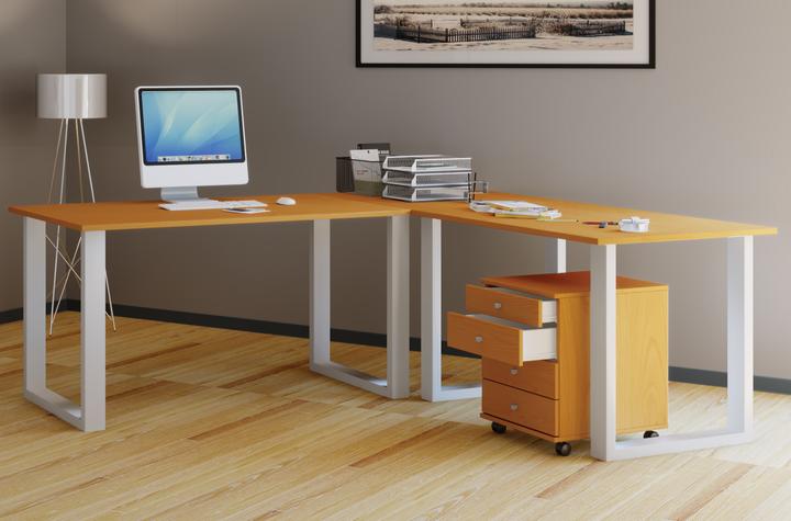 Actual product image VCM Office Furniture Corner Desk Lona 50 U Alu White (190 x 130 x 50 cm)