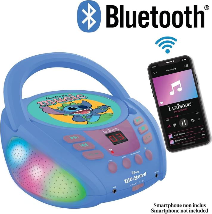 Actual product image Lexibook Stitch Bluetooth® CD Player with Lights (RCD109D)