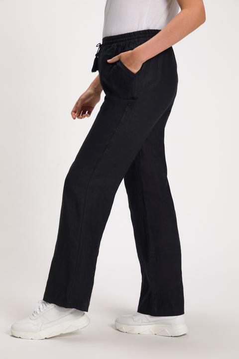 Actual product image Ulla Popken Drawstring Elastic Waist Mary Fit Linen Pants (62)