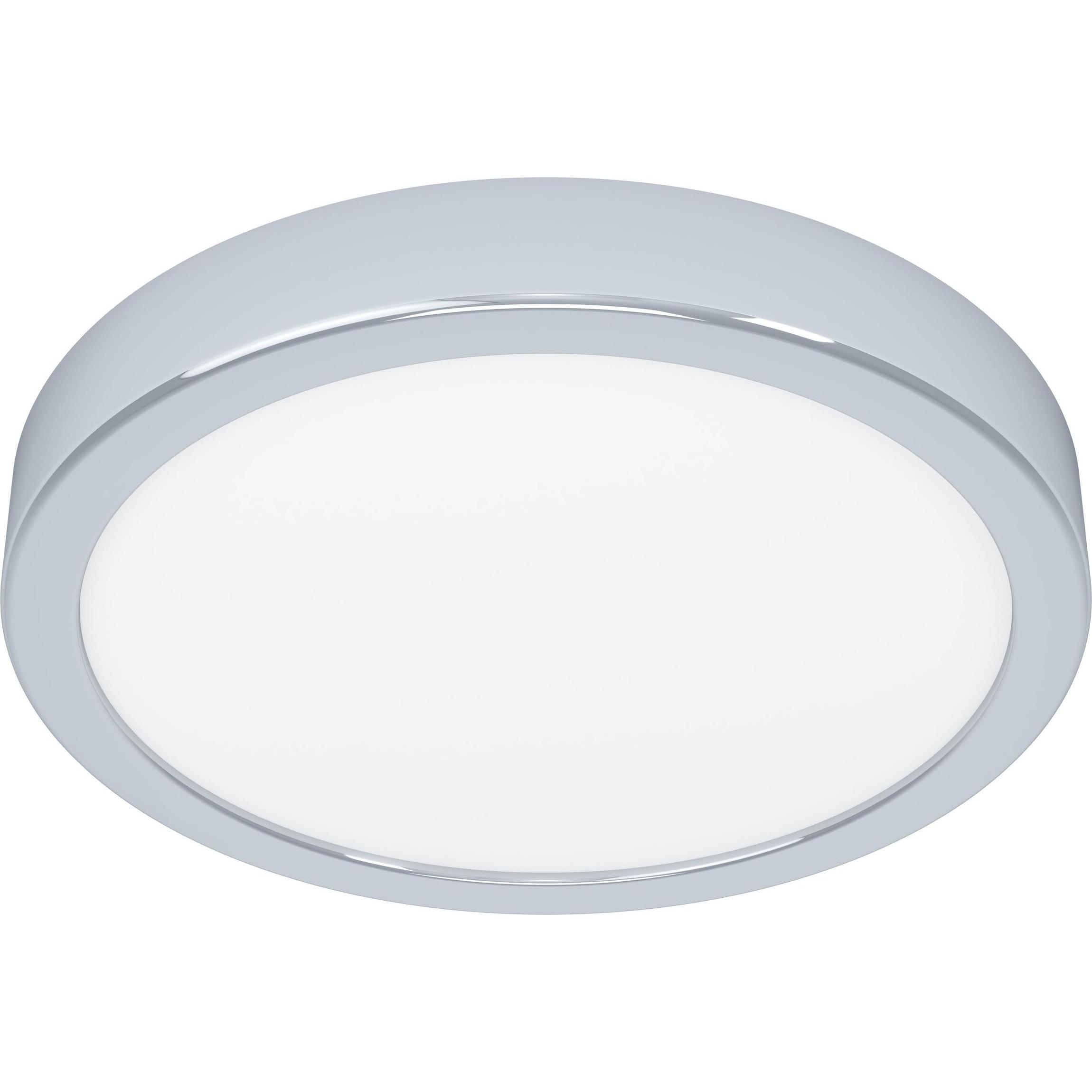 EGLO, Wandleuchte + Deckenleuchte, 900641 FUEVA 5 LED Ein-/Aufbauleuchte 17W Ø210mm Chrom Weiss Warmweiss IP44 (2000 lm)