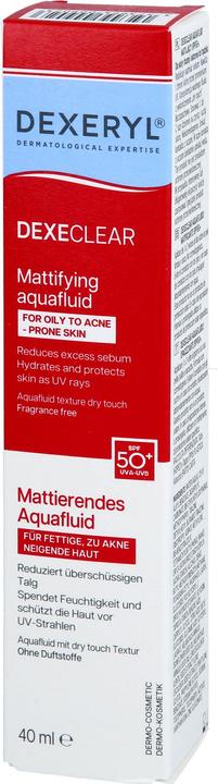 Actual product image Ducray Dexeryl Dexeclear Mattifying Aquafluid Spf50 40ml (Sun cream face, SPF 50+, 40 ml)