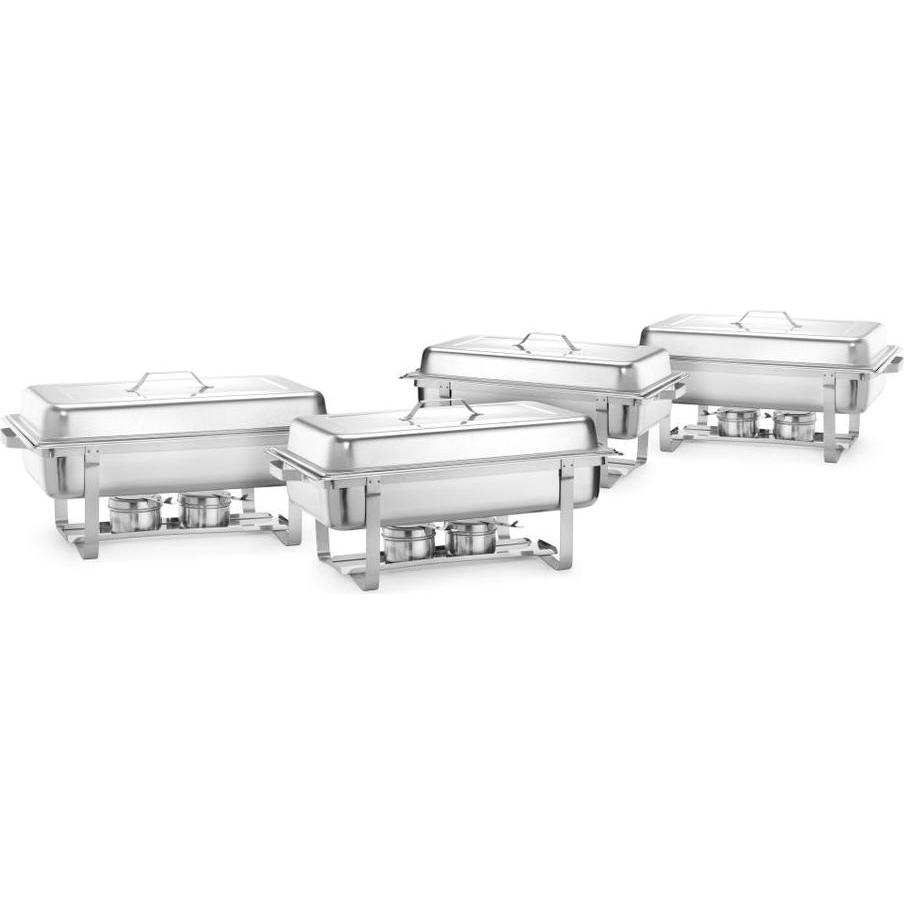 Hendi Chafing dish - set di 4 GN 1/1, Scaldavivande, Argento