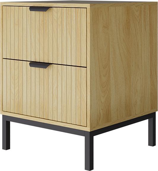 Actual product image Vicco Lennox bedside cabinet, oak/black, 40 x 52 cm with 2 drawers (40 x 52 x 40 cm)