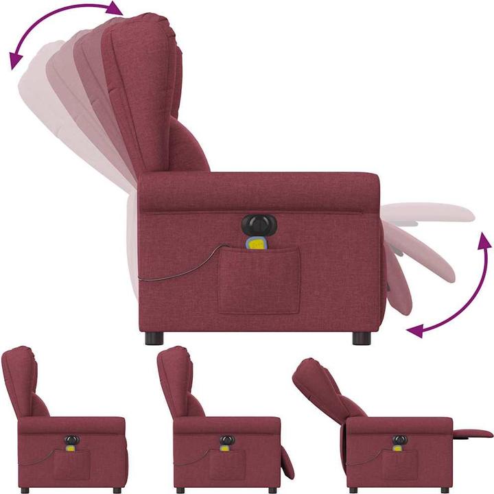 Produktbild VidaXL Massagesessel Elektrisch Weinrot Stoff