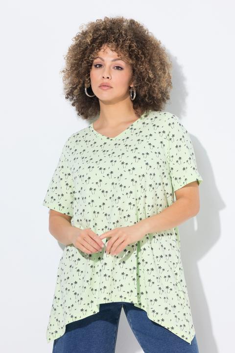 Produktbild Ulla Popken T-Shirt, Palmen, A-Linie, V-Ausschnitt, Halbarm (58)