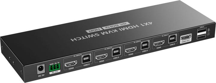 Immagine prodotto PremiumCord Switch KVM 4K@60Hz HDMI2.0 4:1 s dálkovým ovladačem
