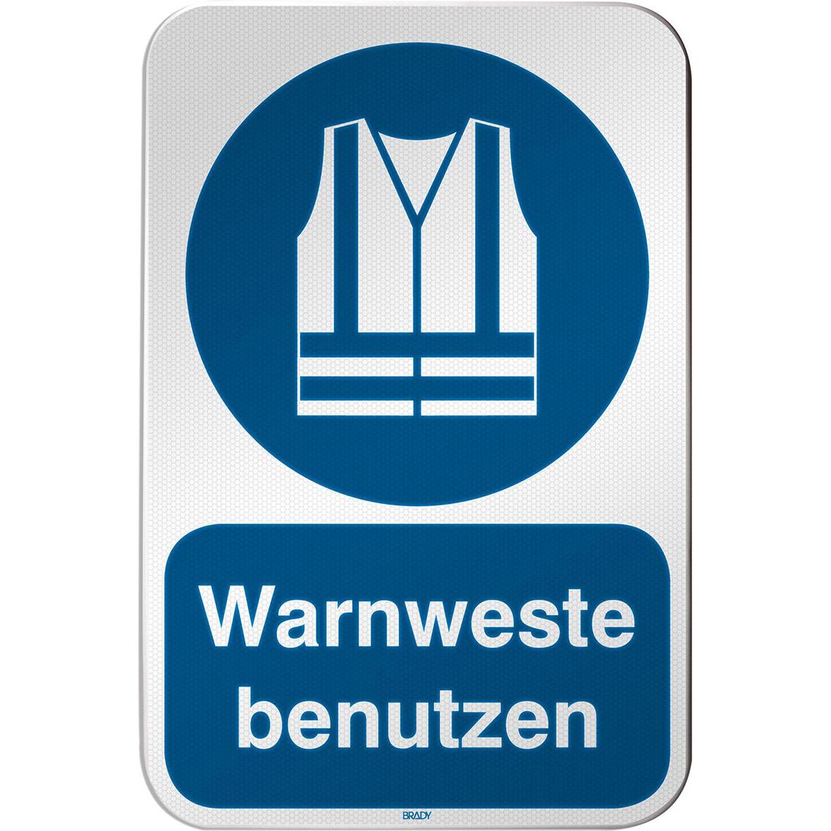 Brady, Segnaletica di sicurezza, M/M015/DE270/RLFBD-400X600-1, Cartello di sicurezza ISO - Utilizzare gilet di sicurezza, laminato
