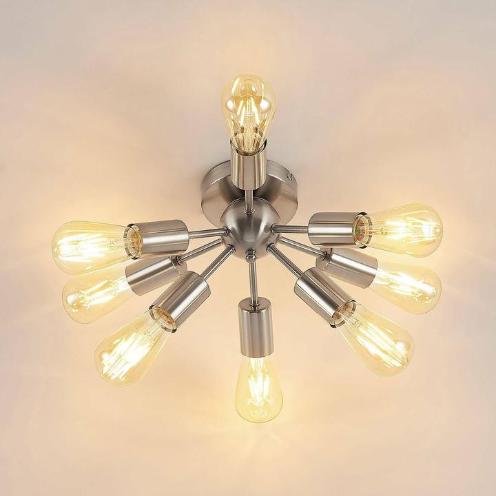 Produktbild Lindby Rayos Deckenleuchte, nickel satin (E27)