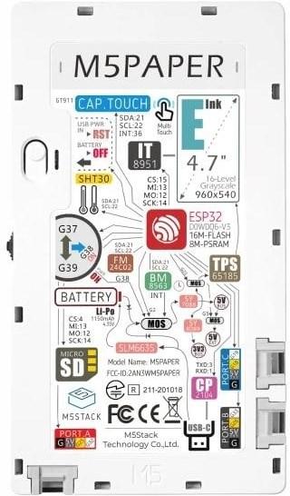 Productafbeelding M5Stack Ontwikkelaarsbord M5Paper ESP32 4,7 eInk Display