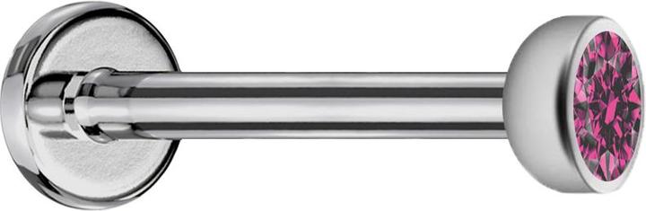 Produktbild Star Piercing Micro Labret Innengewinde silber mit Halbkugel Kristall pink (ohne Messing, Titan G23)