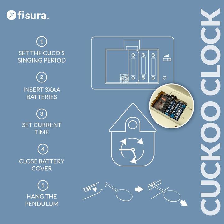 Actual product image Fisura Blue Cuckoo Clock with Clouds