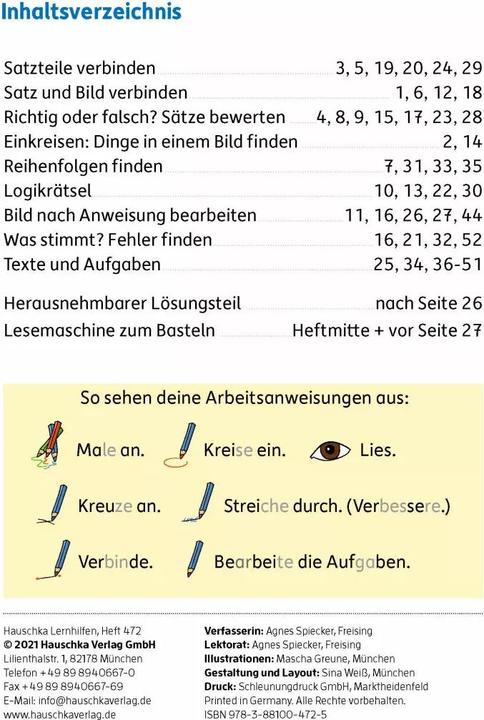 Produktbild Mein Übungsheft Lesen - 1. Klasse: Vom Satz zum Text, A5-Heft (Deutsch, Mascha Greune, Agnes Spiecker, 2021)