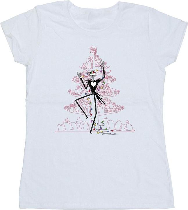 Actual product image Disney Womens/Ladies The Nightmare Before Christmas Tree Pink Cotton T-Shirt (XXL)