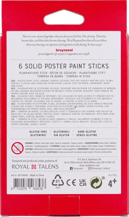 Image du produit Bruynzeel Gouache Sticks Basis, 6St. (6x)