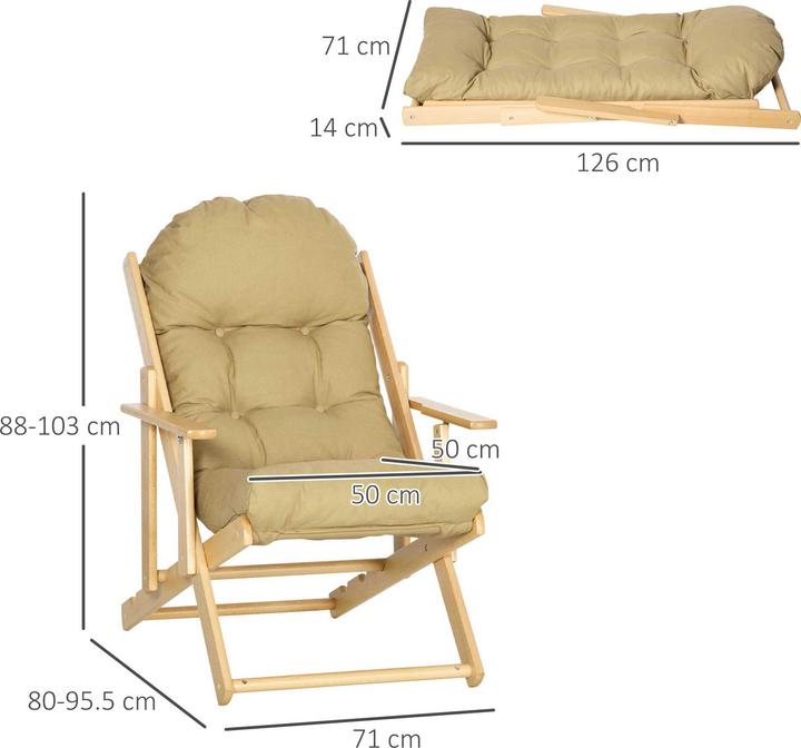 Image du produit Homcom Relaxsessel Buchenholz, Schaumstoff Braun