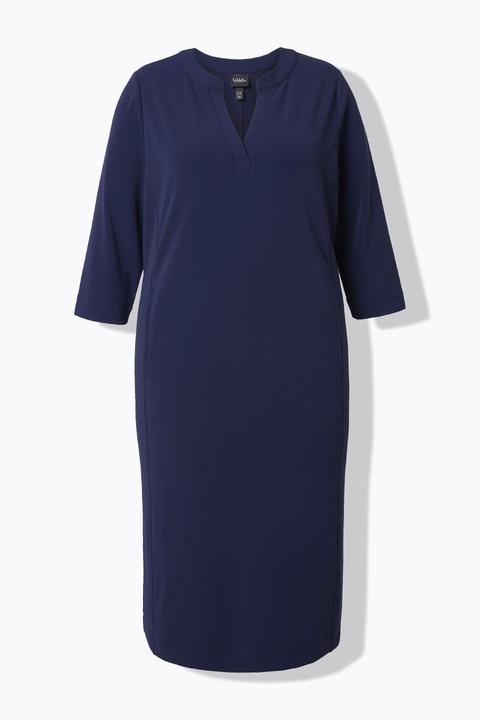 Actual product image Ulla Popken Split Neck 3/4 Sleeve Dress (60)