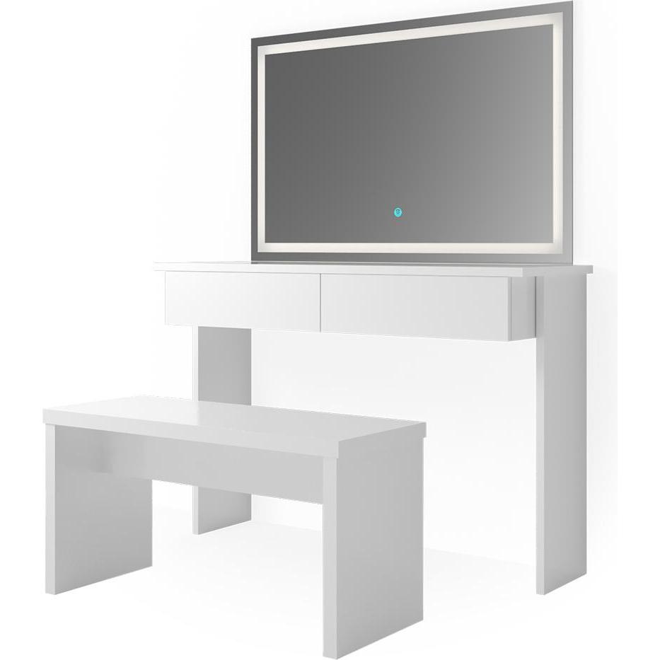 Vicco, Schminktisch, Azur mit Hocker und Beleuchtung