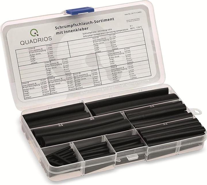Productafbeelding Quadrios Premium assortiment krimpkous, 100 stuks - krimpverhouding 3:1, met inwendige lijm (100 x)