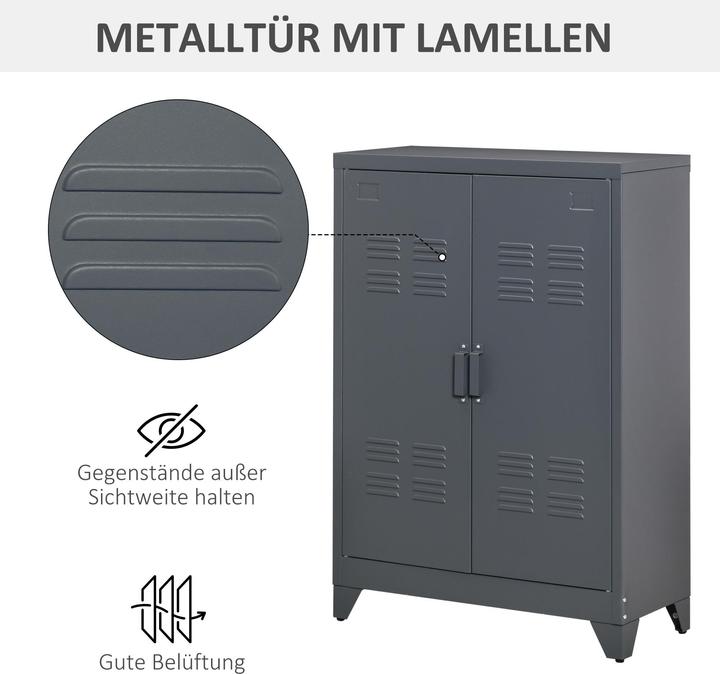 Produktbild Homcom Aufbewahrungsschrank Metall Grau (33 x 75 x 110 cm)