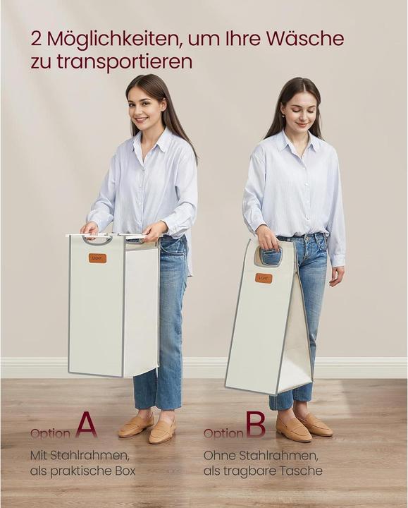 Image du produit Vasagle Wäschekorb mit Ablage Weiss-Grau (100 l)