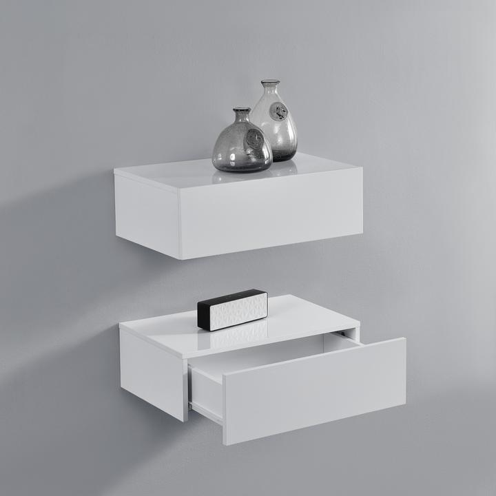 Produktbild En.Casa Wandregal Oslo 2er Set 46x30x15cm Weiss Hochglanz (46 x 30 x 15 cm)