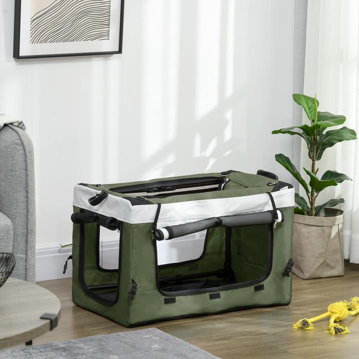 PawHut Hundewagen Polyester, Stahl Dunkelgrün (Dog, Foldable, Breathable)