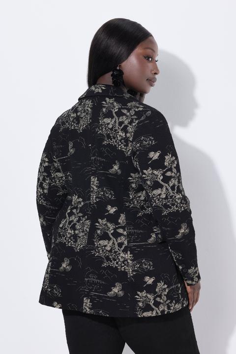 Produktbild Ulla Popken Jacquard-Blazer, Reverskragen, Langarm, Stretchfutter (42)