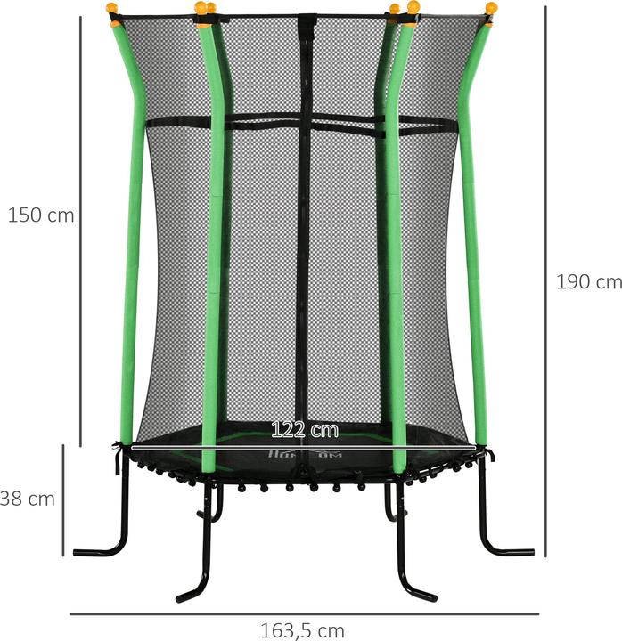 Produktbild Homcom Kindertrampolin Stahl, Kunststoff Grün (163.50 cm)